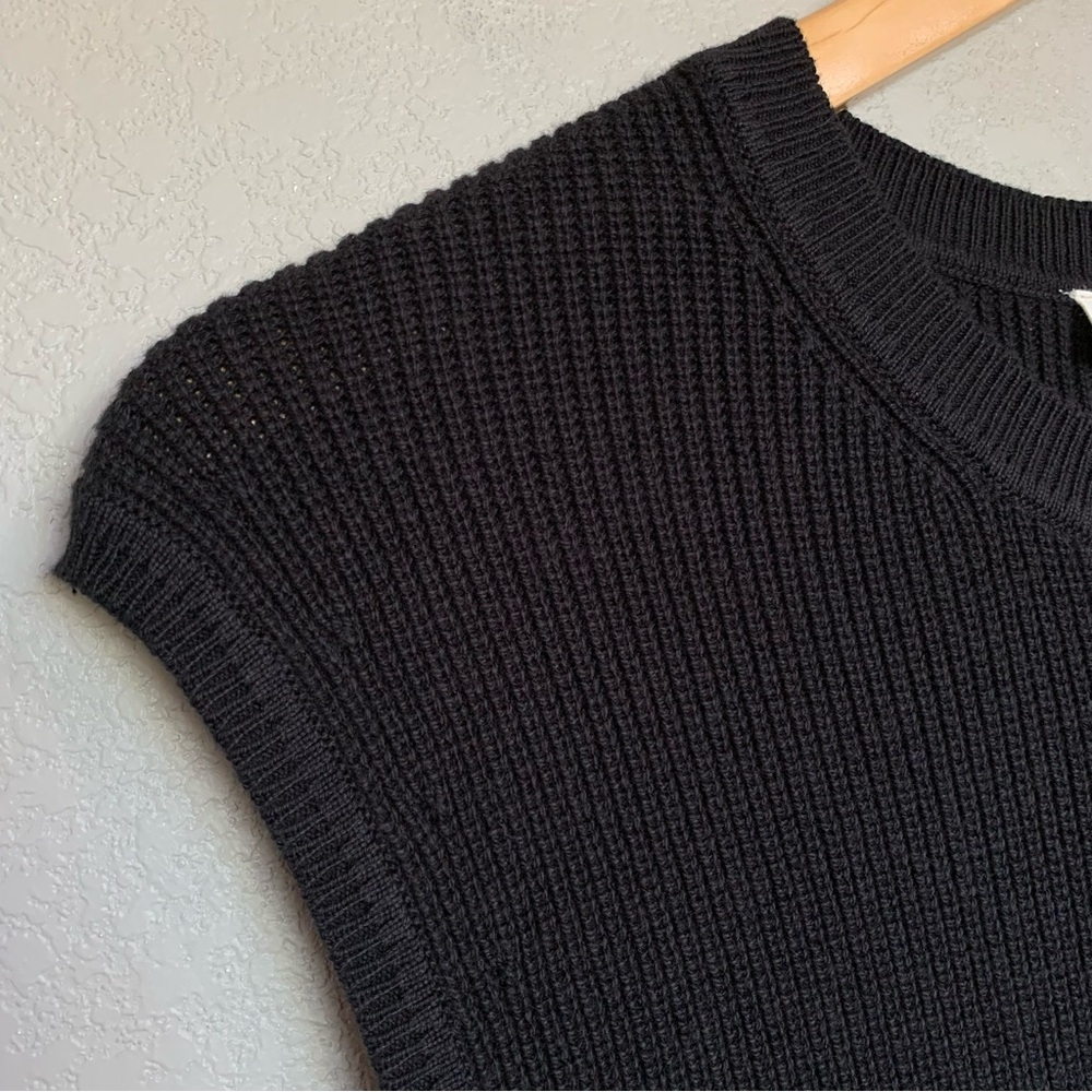 Everlane Size XL Black Midi Dress in Everyday Cotton Ribbed Knit NWOT - Picture 6 of 16